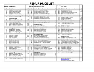 Computer Repair Price List Template