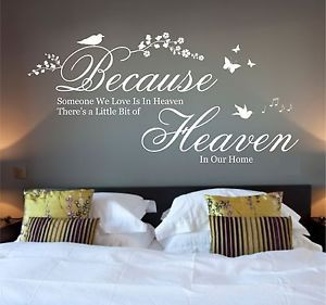 Details about Because Someone We Love is in Heaven Quote, Wall Art ...