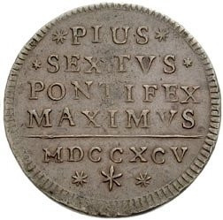 Papal coin of Pius VI from the 1700s, with the title 