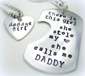 Personalized Handstamped Daddy daughter keychain necklace - There is ...