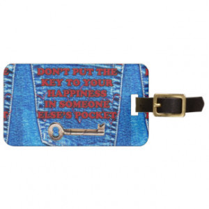 Key to Happiness Pocket Quote Blue Jeans Denim Tags For Luggage