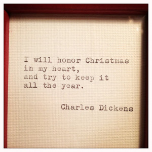 Charles Dickens Framed Christmas Quote Made On Typewriter