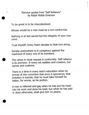 Famous quotes from Self Reliance by Ralph Waldo Emerson
