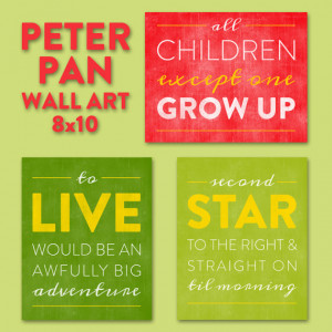 INSTANT DOWNLOAD Peter Pan Wall Art -- Nursery Quotes (8x10 Printable)