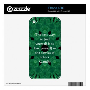 Gandhi Inspirational Quote About Self-Help iPhone 4S Decals