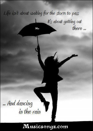girl dancing with umbrella rainy quotation wallpapers