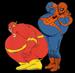 Fat flash and fat Spider-Man gif