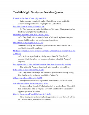 Twelfth Night Navigator Notable Quotes by qingqinglxkc