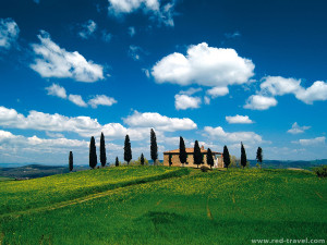 Tuscany landscape springtime beautiful weather