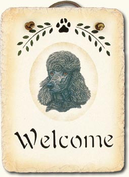 Black Poodle Small Welcome Slate