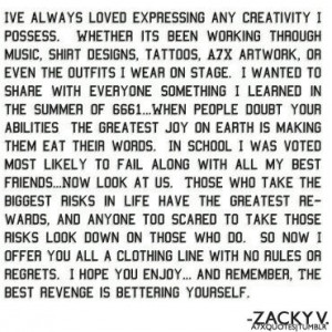 Zacky quote. The inspiration for the back tattoo that Samantha Corbett ...