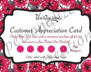 Customer/Hostess Appreciation Cards made for Thirty-One Gifts ...