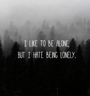 like to be alone, but I hate being lonely.
