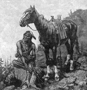 North American Indians: A Typical Cayuse and his Mount