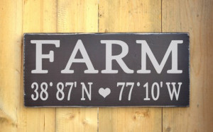 Personalized Farm House Home Wood Sign Longitude Latitude Wooden Signs