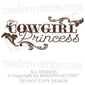 COWGIRL PRINCESS Quote Vinyl Wall Decal Girls Country Bedroom ...