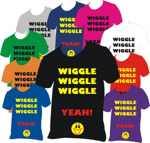 LMFAO funny T Tee shirt Wiggle Wiggle Wiggle Yeh with smiley face
