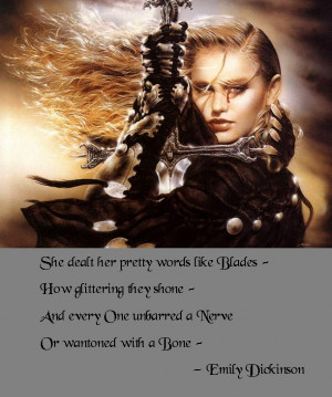 Fab quote by Emily Dickinson and sweet artwork by Luis Royo.