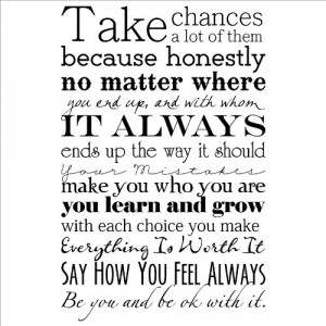 Take Chances, a Lot of Them wall saying vinyl lettering home decor ...