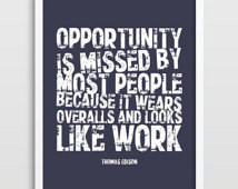 Thomas Edison Quote - Minimalism - Success Print - Typographic Art ...