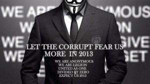... anonymous we are legion united as one divided by zero expect us 2013