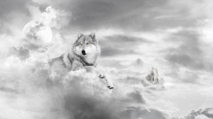 Animal - Wolf Artistic Castle Cloud Dog Bw Animal Wallpaper
