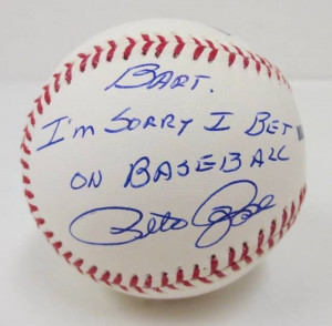 Pete Rose Signed Rawlings MLB Baseball Bart I'm Sorry I Bet On ...