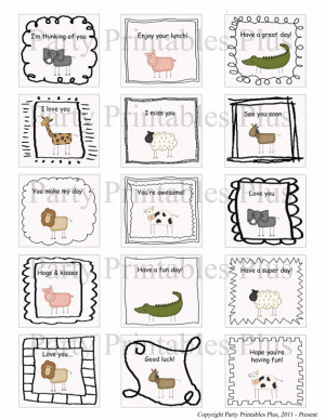 Stick Animal Mini School Lunch Box Note Cards DIY Digital Printable ...