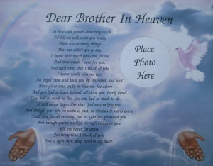 Dear brother in heaven memorial verse poem lovely gift