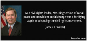 As a civil rights leader, Mrs. King's vision of racial peace and ...