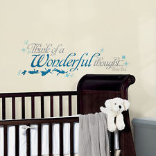 Peter Pan Quote THINK A WONDERFUL THOUGHT WALL DECALS Disney Stickers ...