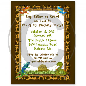 Reptile Snake Lizard Birthday Invitations for a reptile or jungle ...