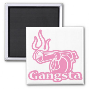 Gangsta - Pink Gangster Gun Refrigerator Magnets