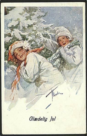 ... 24.12.1929. Slight surface and edge wear.: Vintage Christmas Cards