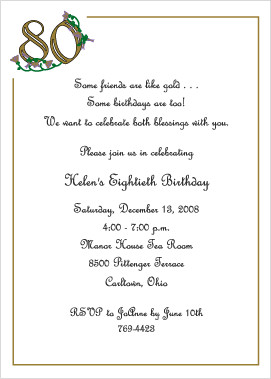 80th Birthday Party Invitation Wording