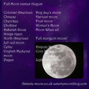 Full moon names for August 2013