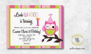Look Whoo is Turning One Owl Birthday Invitation First Birthday