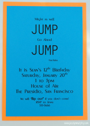 Trampoline Bounce And Jump Birthday Party Invitation F Fd