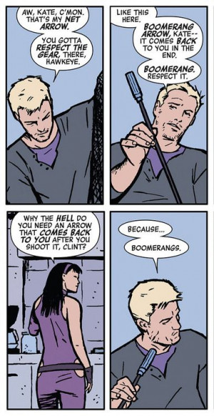 Boomerang. Hawkeye #3, by Matt Fraction & David Aja.Hawkeye Fraction ...