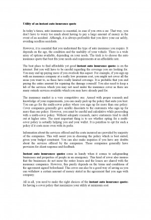 Utility of an instant auto insurance quote