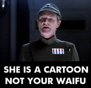 She's a cartoon, not you're waifu
