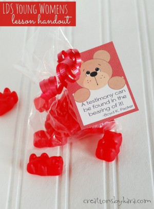 LDS YW Bearing Testimony Handout -so cute! Could also work with gummy ...