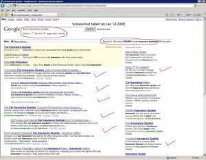Example 3 on Google.ca: “car insurance quotes”