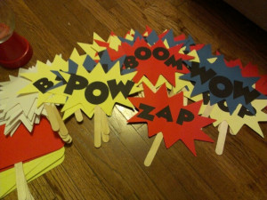 Super hero sayings on a stick