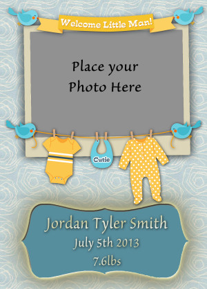5x7 Welcome Baby Boy Card 1 by BlissfuLLimaging