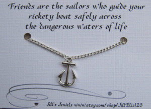 Best Friend Anchor Charm Necklace and Friendship Quote Inspirational ...
