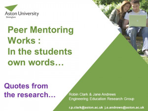Peer Mentoring Works : In the students own words… Quotes from the ...