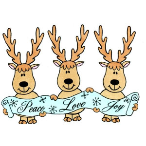 Main / 8498 - Reindeer Peace, Love, Joy Rubber Stamp - SKU: F566