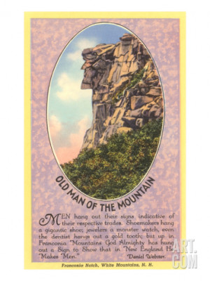 Old Man of the Mountain, Quote, New Hampshire Print