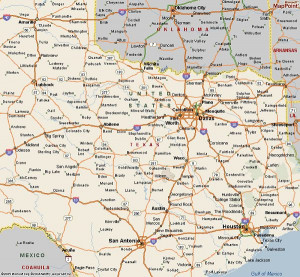 Texas Map with Cities and Highways